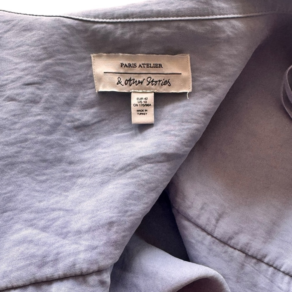 & OTHER STORIES Asymmetric Mini Shirt Dress Light Blue size 10 - Picture 4 of 11